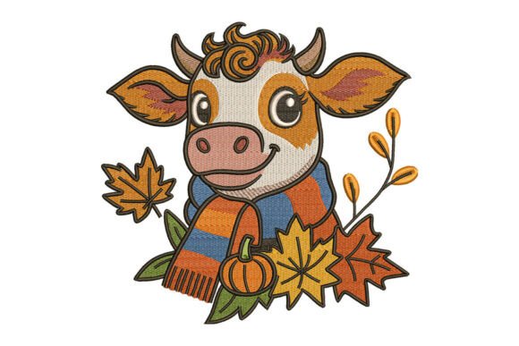 Reviewing the Autumn Cow Embroidery Design for Etsy